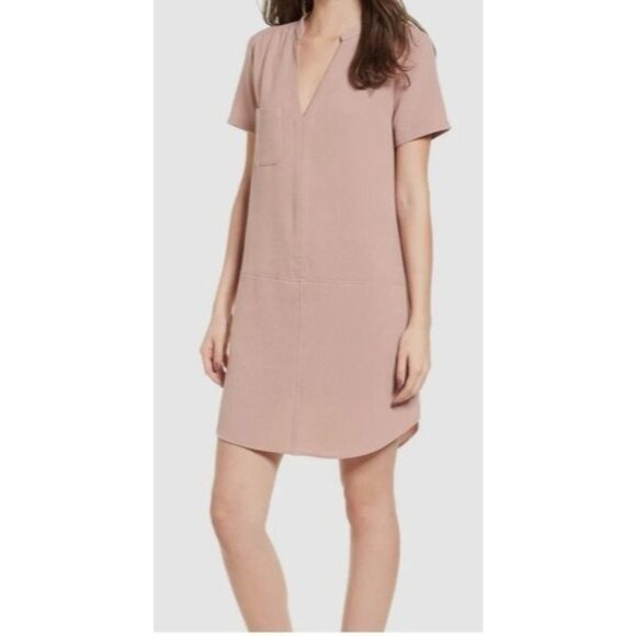 Lush Womens Short Sleeve V-Neck Shift Dress Small Blush Pink - Picture 2 of 10